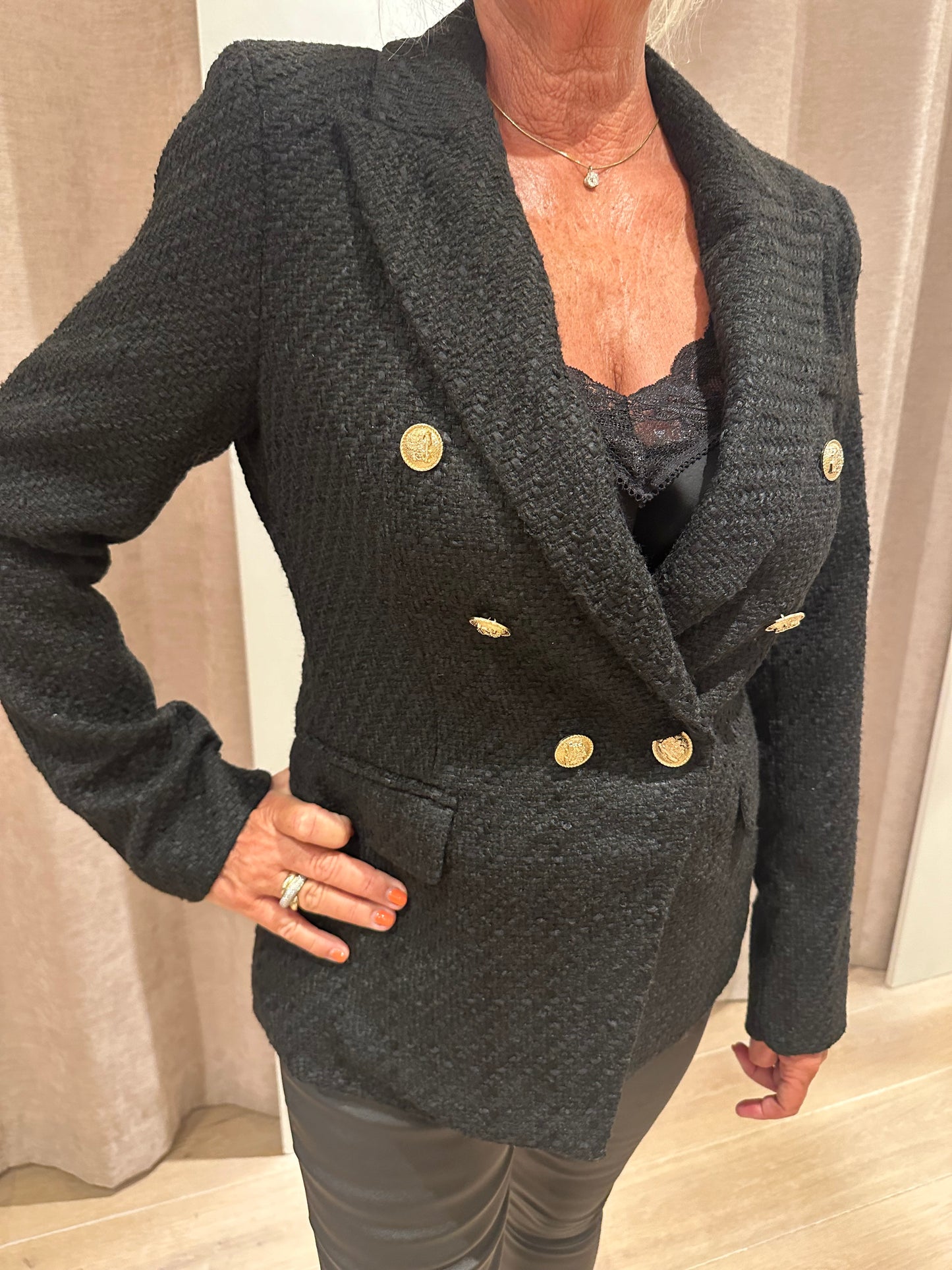 Blazer boucle zwart