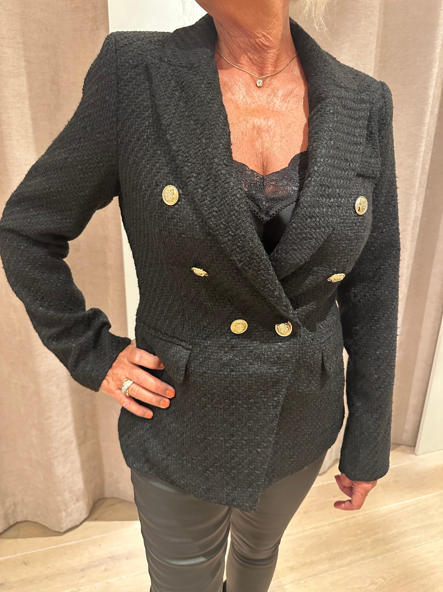 Blazer boucle zwart